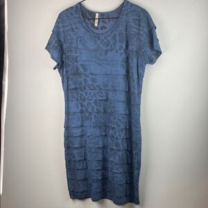 Cubism Blue Tiered Layered Tee Dress Size L